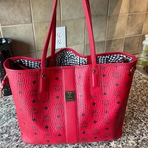 MCM Red Visetos Liz Tote